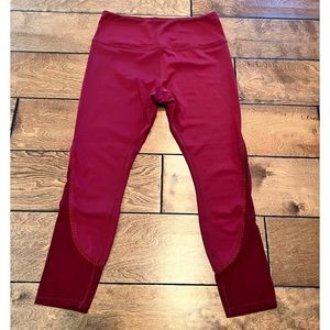 Kate Spade Micro Mesh Burgundy Scalloped Leggings